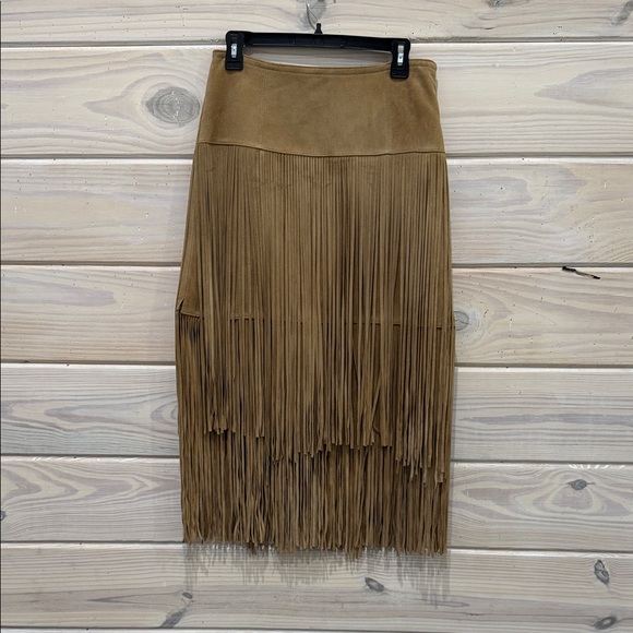Banana Republic Tan Suede Fringe Midi Skirt - Picture 4 of 6